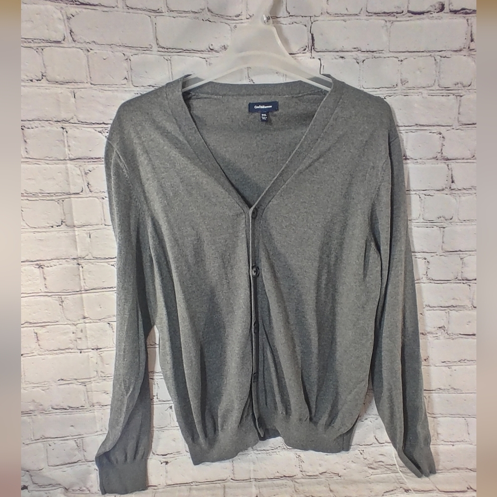 Croft & Barrow Mens XXL Cardigan Grey Preppy Sweater